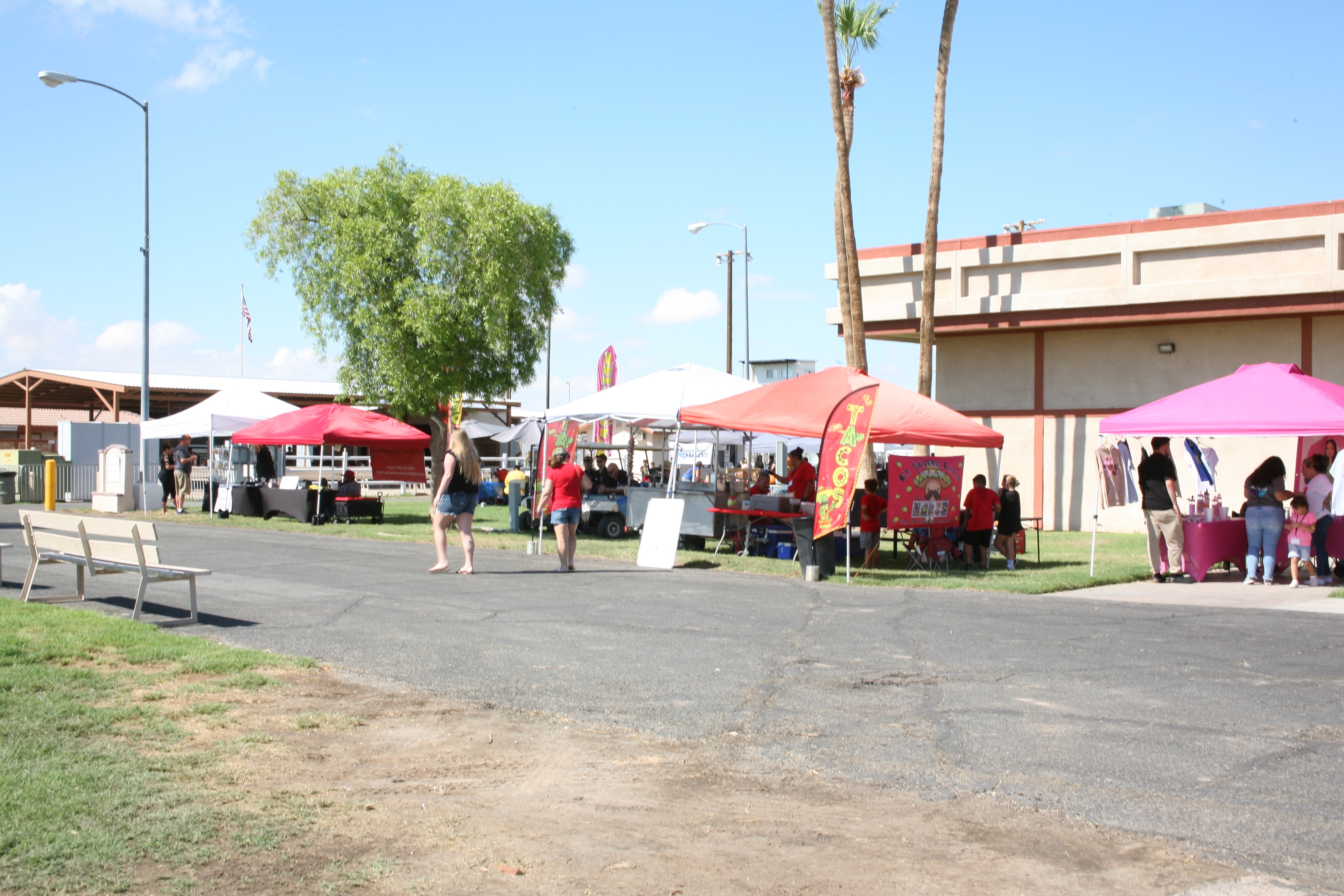 Vendor tents at the 2023 Farm Olympics